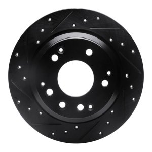 Acura RL Brake Rotor (1) - Rear Left - R1 Concepts - Drilled & Slotted - Black - `99-`01